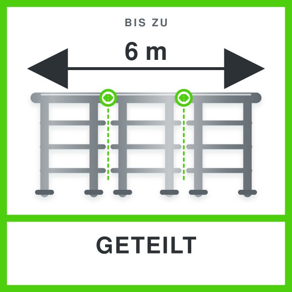 Edelstahl Geländer bis zu 6m geteilt