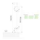 Edelstahl Pfosten Aufmontage für Glashalter Bauhöhe 1000mm Anfangs-/Endpfosten Trägerplatte gerader Stift